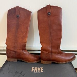 Frye Cognac Leather Riding Boots, size 6